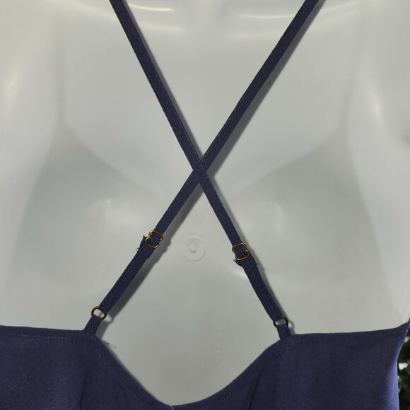 25270 NWT!!  BEBE Tiered Asymmetrical Ruffle Cami Tank in Navy Blue- XXS - Picture 5 of 10